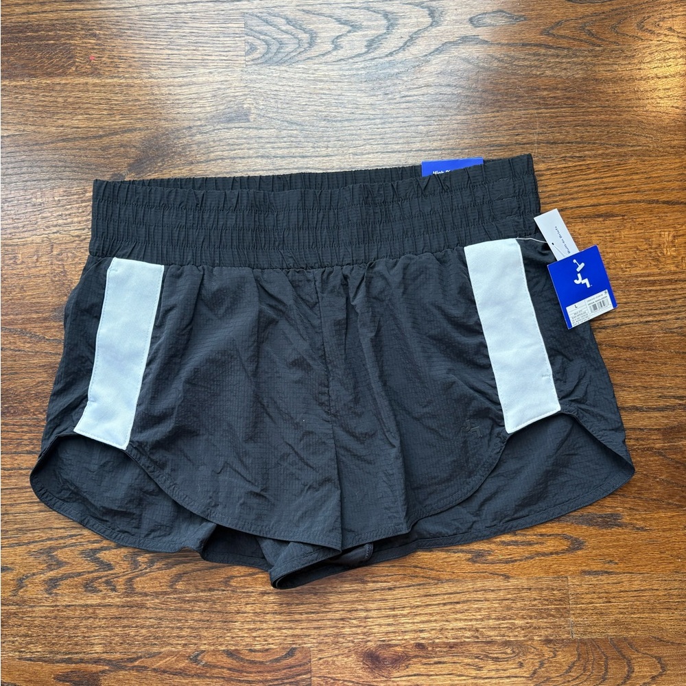 JoyLab Black Athletic track Shorts with white stripe high rise FP dupe nwt!